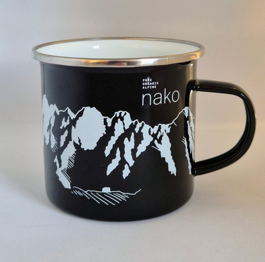 Emailletasse Schwarz Nordkette